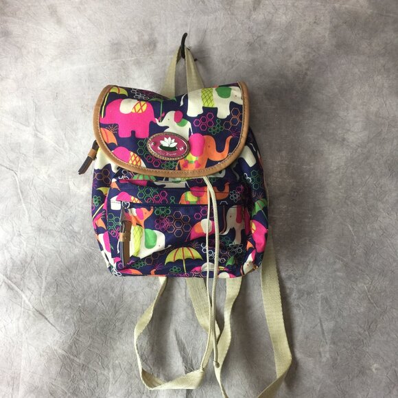 Adorable Lily Bloom Elephant Print Mini Backpack Nice Used Condition 🐘 - Picture 10 of 14